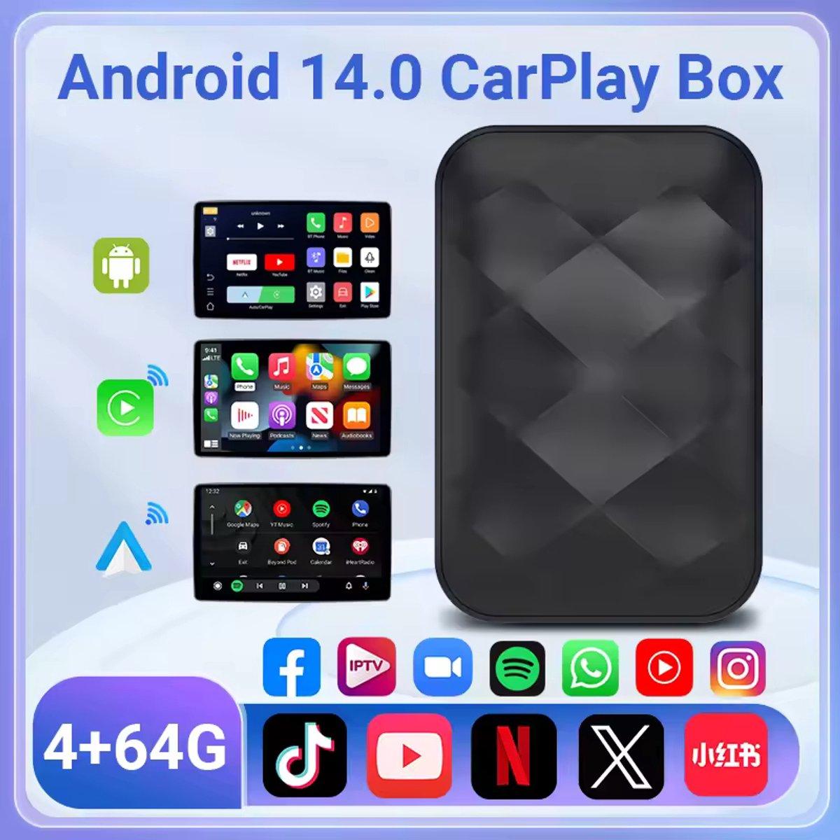 Android 14 CarPlay & Android Auto TV Box 64GB – Draadloos (YouTube/Netflix) - Afbeelding 16
