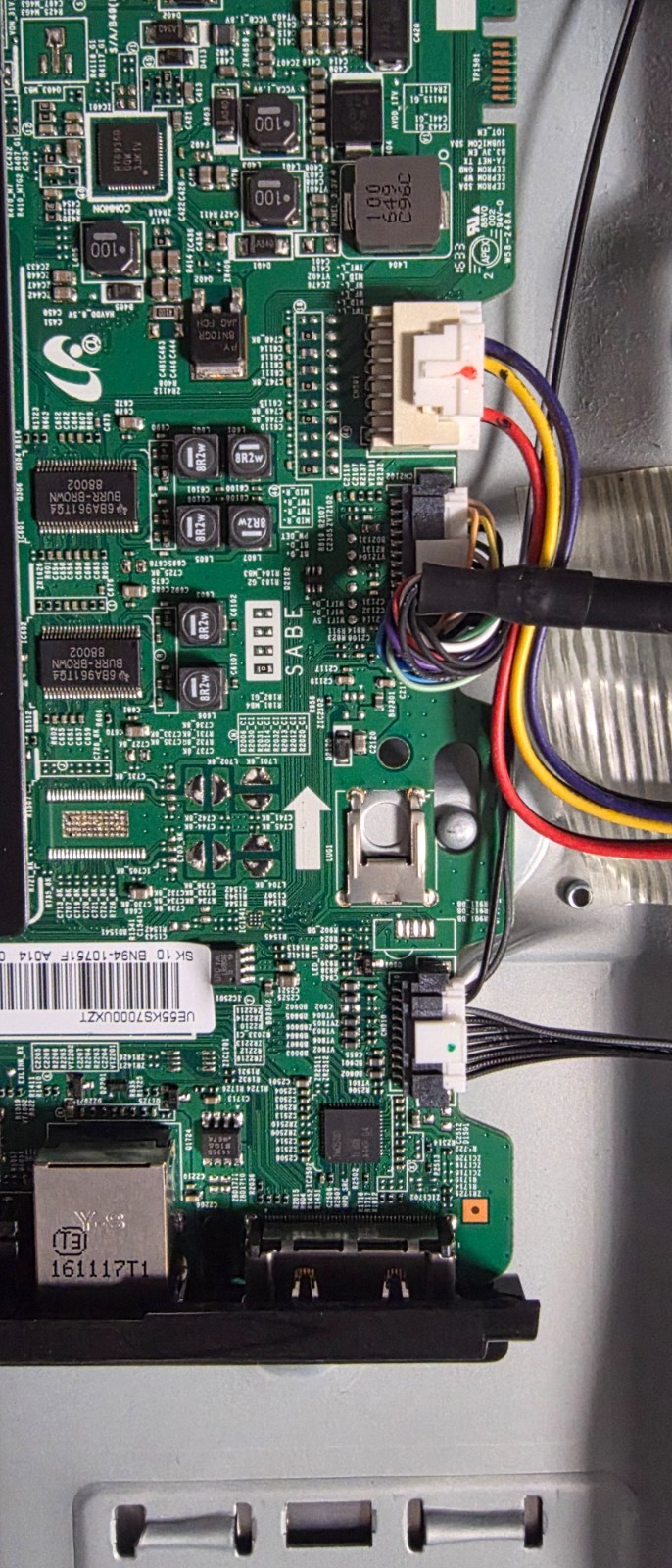 Samsung BN94-10761F sticker en aansluitingen op mainboard